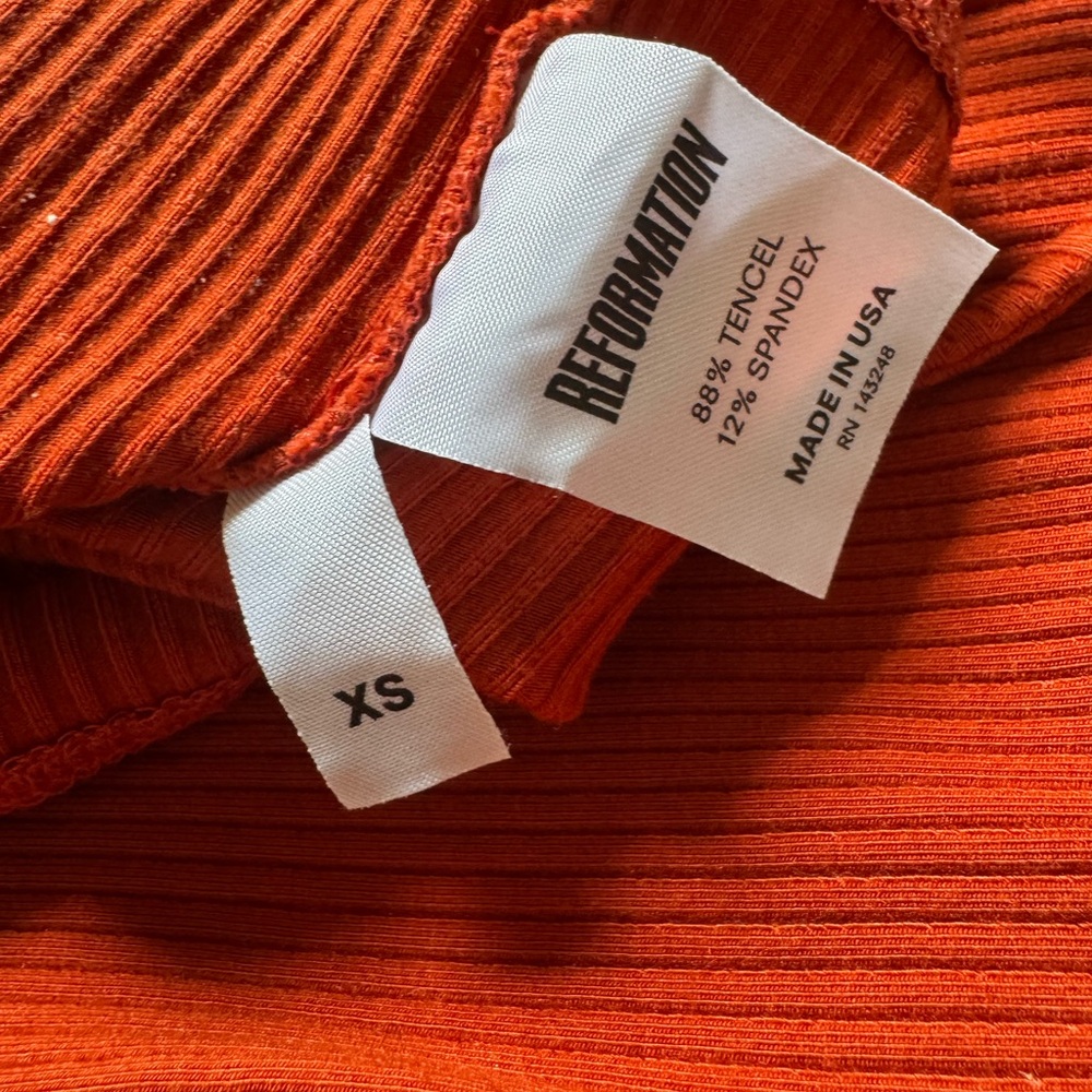 Reformation Moss Terracotta Skirt crop top Set XS - Picture 7 of 14